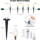 Brightown 4 Pack C9 Christmas Pathway Lights Outdoor - Total 102.8 FT Walkway Lights with 80 Clear Bulbs, Connectable Christmas Stake Lights, Outdoor Christmas Decoration for Lawn Holiday, Warm White by GreenHaven Gardens