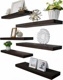 Brown Wood Floating Shelves for Wall Rustic Wall Shelves for Bedroom Set of 6 by CozyNest Decor