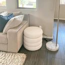 ONEVOG 20" Round Storage Ottoman with Removable Lid, Off-White Boucle Fabric Footrest Pouf, Sherpa Tufted Small Coffee Table Vanity Ottoman Foot Stools for Living Room Couch, Bedroom, Dorm, Nursery by CozyNest Decor