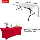 IVAPUPU 2 Pack 4FT Table Cloth for Rectangular Fitted Events Stretch Red Table Covers Washable Cover Spandex Tablecloth Protector for Party, Wedding, Cocktail, Banquet, Festival by CozyNest Decor