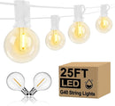 25Ft LED Outdoor String Lights, G40 Globe Patio String Lights Waterproof with 27 Shatterproof Bulbs, Hanging Outdoor Christmas Decorations Lights for Backyard Garden Bistro Wedding Party Decor, White by TinyTreasures Baby Boutique