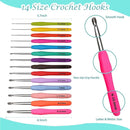 Yarniss Crochet Kits for Beginner, All-Inclusive Crochet Kit for Adults with 14 Size Ergonomic Crochet Hooks,12 Crochet Yarns Balls & Crochet Bag by TinyTreasures Baby Boutique