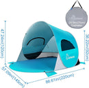 WolfWise UPF 50+ Easy Pop Up 3 Person Beach Tent Sport Umbrella Instant Sun Shelter Tent Sun Shade Canopy by TinyTreasures Baby Boutique