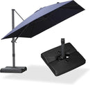 PURPLE LEAF 10' × 10' Patio Cantilever Umbrella with Base Outdoor Square Adjustable Offset Umbrellas with 360-degree Rotation and 8 Heavy Duty Metal Ribs for Garden Deck Pool Navy Blue by GreenHaven Gardens