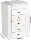 Meangood White Jewelry Box Wood for Women, 6-Layer Large Organizer Box with Mirror & 5 Drawers for Rings, Earrings, Necklaces, White by TinyTreasures Baby Boutique