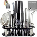 22-Piece Cocktail Shaker Set, 25/20oz Bartender Kit, Bartending Stainless Steel Bar Tools Sets for Drink Mixing, Boston Cocktail Shakers with Stand Recipes Booklet (Black-25-20oz) by CozyNest Decor