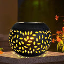 Solar Table Light Outdoor Waterproof- Solar Powered LED Lamp Hollowed-Out Black Metal Desktop Decorative Lantern for Indoor Desk Bedroom Patio Garden Pathway Yard by GreenHaven Gardens