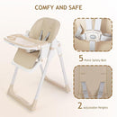 3 in 1 Baby High Chair with Wheels, Adjustable 5 Point Harness, Tray, Foot Rest, Backrest and Seat Height, Foldable High Chair for Toddlers, Beige by TinyTreasures Baby Boutique