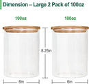 Urban Green Glass Jars with Airtight Lids, Airtight Glass Canisters set, Large Food Storage Containers with Wood Lids, 2 Pack of 100oz， Dry Food Pantry Jars, Flour Containers by CozyNest Decor