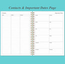 Daily Planner Undated - A5 To Do List Notebook Hourly Schedules, Spiral Appointment Planner for Women and Men, PVC Hardcover, Inner Pocket, Elastic Closure, 5.8" x 8.3", Teal Flowers by TinyTreasures Baby Boutique