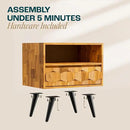 Bme Georgina Solid Wood Nightstand With 1 Drawer & Open Shelf- Fully Assembled Mid Century Modern Side Table - Geometric Pattern Bedside Dresser for Bedroom and Living Room by CozyNest Decor