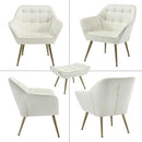 Modern Velvet Accent Chair with Ottoman, Upholstered Lounge Chair with Footrest, Comfy Living Room Chair with Gold Legs Accent Side Chair Armchair for Small Space Bedroom Apartment, Beige by CozyNest Decor
