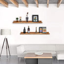 AZSKY 24" Floating Wall Ledge Shelf Wood Picutre Shelf Wall Mounted Nursery Kids Bookshelf Spice Rack Bathroom Storage Shelves Display Organizer Set of 2 by CozyNest Decor