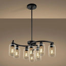 9-Light Black Modern Chandeliers for Dining Room, Adjustable Height Farmhouse Kitchen Island Lighting, Industrial Hanging Light Fixtures for Living Room Bedroom, Clear Glass Shade by CozyNest Decor