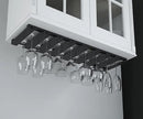 Rustic State Eze 4 Sectional Wood Under Cabinet Wine Glass Holder Wine Glass Rack Hanging Shelf Stemware Bar Organizer - 12 Wine Glass Storage - 10 Inch Deep - Black by CozyNest Decor