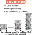 Vertical Planter 6 Tier Stackable Planters Garden Planters Strawberry Herb Flower and Vegetable Planter Indoor Outdoor Gardening Pots with Removable Wheels and Tools 2-Pack by CozyNest Decor