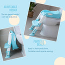 Potty Training Toilet Chair Seat with Step Stool Ladder for Kids and Toddler Boys Girls - Foldable Height Adjustable Children Toilet Training Seat with Safe Handles & Anti-Slip Pads, Blue-White by TinyTreasures Baby Boutique