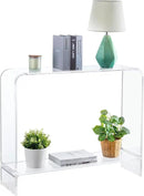 MyGift Premium 15mm Clear Acrylic Entryway Console Table with Bottom Display Shelf, 2 Tier Living Room Sofa Back Storage Shelves Modern Luxury Home Decor by CozyNest Decor