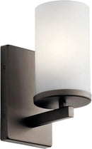 Kichler Crosby 9.25" 1 Light Wall Sconce with Satin Etched Cased Opal Olde Bronze®, 4.5" by CozyNest Decor