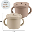 Snack Containers for Toddlers, Kids - 2 Pack Food Grade Silicone Snack Cups with Grip Handle (Sand/Natural) by TinyTreasures Baby Boutique