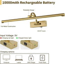 Wireless Picture Lights with Remote and Timer Rechargeable Brass Gallery Lighting Battery Operated Art Lights Over Frame Portrait 5W 24'' Inch Warm White by CozyNest Decor