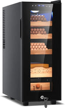 Tylza Cigar Humidor Cabinet 35L, Temp & Humidity Control Electric Humidors for Cigars, 260 Cigars, Digital Hygrometer, Safety Lock, Cigar Humidors with Cedar Wood Drawer Shelves, Cigar Gifts for Men by CozyNest Decor