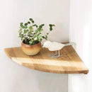 Corner Shelf, Solid Oak Wood Floating Corner Shelf Wall Mount Round End Floating Speaker with Wire Hole for Small Plant Photo for Bedroom Kitchen, Living Room by CozyNest Decor