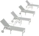 PURPLE LEAF Outdoor Lounge Chairs Set of 4 White Aluminum Chaise Lounge Chair Outdoor with Wheels and Armrest for Patio Deck Pool Side Table Include, Bluish-Gray by GreenHaven Gardens