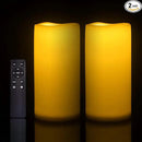 Waterproof Outdoor Flameless Candles with Remote, Set of 2, Large 4” x 8” Battery Operated Electric LED Pillar Candle Set for Home Décor Party Wedding Supplies Garden Christmas Decoration Gift by GreenHaven Gardens