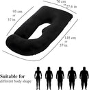 Pregnancy Pillow, Full Body Maternity Pillow 57 inch, with Removable Washable Cover - Sleep Support for Legs, Back, Neck, Shoulder, HIPS, Belly for Pregnent Women, Velvet (Coal-Black) by TinyTreasures Baby Boutique