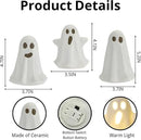 3 Pack Halloween Ceramic Ghost Decor, Light Up Ghost Halloween Decor, Cute Ghost Figurines for Table Tray Fireplace Home Indoor Decoration by CozyNest Decor