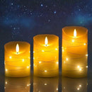 DANIP Ivory LED flameless Candle, with Embedded Star String, 3-Piece LED Candle Set, with 11 Button Remote Control, 24-Hour Timer Function, Dancing Flame, Real Wax, Battery Powered. (Ivory) by CozyNest Decor