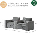 HULALA HOME 88" Loveseat Sofa with USB Port and Console, Oversized 2 Seater Sofa with Storage Ottoman, Comfy Upholstered Loveseat Couch for Living Room Bedroom, FSC Certified, Grey by CozyNest Decor