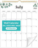Wall Calendar 2025-2026, 18 Month Calendar from July 2025 to December 2026 14.5" x 11.8" Large Desk Calendar with Twin-Wire Binding for Home Office Planning Personal Organisers, Green Leaf by TinyTreasures Baby Boutique