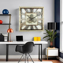 The Gears Clock 24'' Inch Square Real Moving Gear Wall Clock Vintage Industrial Oversized Rustic Farmhouse (Desert Beige) by CozyNest Decor