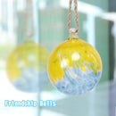 VCUTEKA Hanging Garden Gazing Ball, Hand-Blown Glass Witch Ball for Outdoor Garden Décor, 6" Blue Yellow Swirl by CozyNest Decor