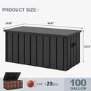 PURPLE LEAF Outdoor Deck Box 100 Gallon Waterproof Lockable Storage Box Container with Lid Deck Organization for Patio Cushions Side Table Pool Accessories Garden Tools, Gray by CozyNest Decor