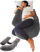 Pregnancy Pillows for Sleeping, Detachable and Adjustable with Pillow Cover, Maternity Body Pillow for Adults, Support for Back, Legs, Belly, HIPS and Pregnancy Must Haves Grey by TinyTreasures Baby Boutique