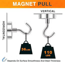 MIKEDE Strong Magnetic Hooks, 110Lbs Heavy Duty Magnetic Hooks for Cruise Cabin, Neodymium Earth Magnets with Hooks for Hanging, Super Metal Industrial Magnetic Hanger for Grill, Cruise, Storage by CozyNest Decor