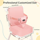 Toddler Booster Seat for Kitchen Chair, 2-in-1 Dining Table Booster Seat with Backrest & Adjustable Straps – Easy-Clean, PU Portable Toddler Eating Travel Increasing Cushion - Pink by TinyTreasures Baby Boutique
