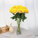 Yellow Fake Roses Artificial Flowers - 10 Pcs Fake Artificial Roses Silk Flowers with Stems for Home Wedding Hotel Office Centerpiece Decor by CozyNest Decor