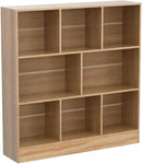 LEYAOYAO 8 Cube Bookshelf with Base,3 Tier Mid-Century Modern Natural Bookcase,Standing Wide Bookshelves Storage Organizer Shelf,Rustic Wood Display Cabinet Book Shelves for Bedroom,Living Room,Office by CozyNest Decor
