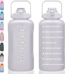 64oz,100oz,128oz Large Motivational Water Bottle with Time Marker, Leakproof & BPA Free Half Gallon Big Water Bottle with Straw Handle Tritan Frosted Water Jug for Gym,Fitness,Outdoor Sports by CozyNest Decor
