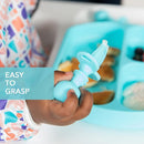 Bumkins Baby Utensils Set, Chewtensils Silicone Spoons for Dipping, Self-Feeding, Baby Led Weaning, Trainer Learning First Stage Eating, Soft Practice Fork and Spoon, Babies 6 Months, Blue by TinyTreasures Baby Boutique