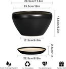 Ceramic Pot for Plants - 11 Inch Plant Pot Indoor with Drainage Hole and Saucer Large Planter Decorative Planter Modern Outdoor Flower Pot for House Balcony Black by GreenHaven Gardens
