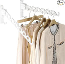 Dr.DJ Wall Mount Coat Hanger Holder White Clothes Drying Organizer Rack Garment Hooks Aluminium Retractable Folding Indoor Wall Mounted Hanger Space Saver for Laundry Room Bedroom White 2Pack by CozyNest Decor