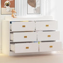 Dresser for Bedroom with 6 Drawers, Changing Table Dresser with Power Outlets, Soft Changing Pad & Removable Top, Baby Dresser with Changing Table Top for Nursery, White by TinyTreasures Baby Boutique