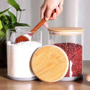 Set of 2 Large Glass Food Storage jar, 100 FL OZ (3000ml) Glass Flour Canister with Airtight Bamboo Lids for Kitchen Corner, BPA-Free Flour Container for Sugar, Ground Coffee, Rice and Dry Food by CozyNest Decor