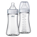 Chicco Duo 9oz. Hybrid Baby Bottle with Invinci-Glass Inside and Plastic Outside | Dishwasher, Bottle Warmer, and Electric Sterilizer Safe | Intui-Latch Nipple | Clear/Grey, 2pk by TinyTreasures Baby Boutique