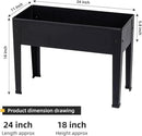 Raised Garden Bed, Elevated Planter Black Metal Plant Box with Legs Standing Garden Stand Drainage Holes Black(Black 24" L x 11" W x 18" H) by GreenHaven Gardens
